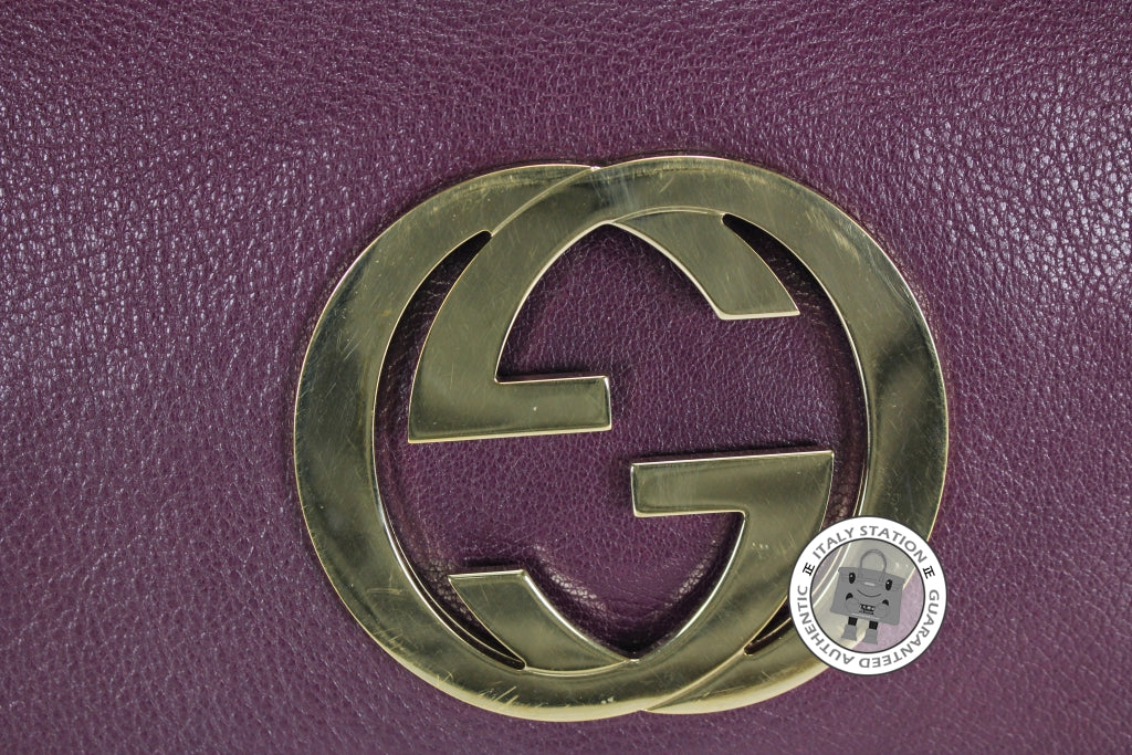 GUCCI Gucci 131034 Interlocking G Buckle Purple Leather Shoulder Bags  | Italystation.com - Shop Now at italystation.com