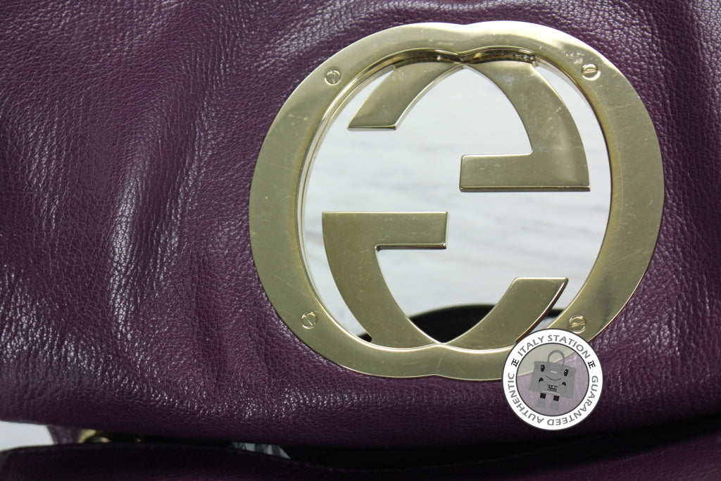 GUCCI Gucci 131034 Interlocking G Buckle Purple Leather Shoulder Bags  | Italystation.com - Shop Now at italystation.com