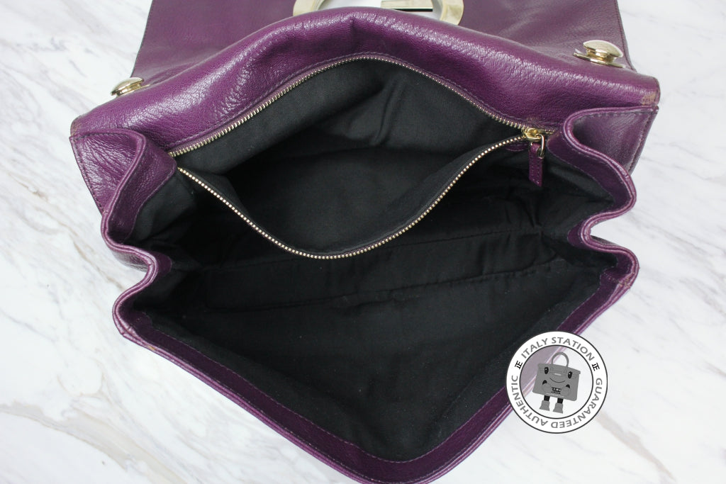 GUCCI Gucci 131034 Interlocking G Buckle Purple Leather Shoulder Bags  | Italystation.com - Shop Now at italystation.com