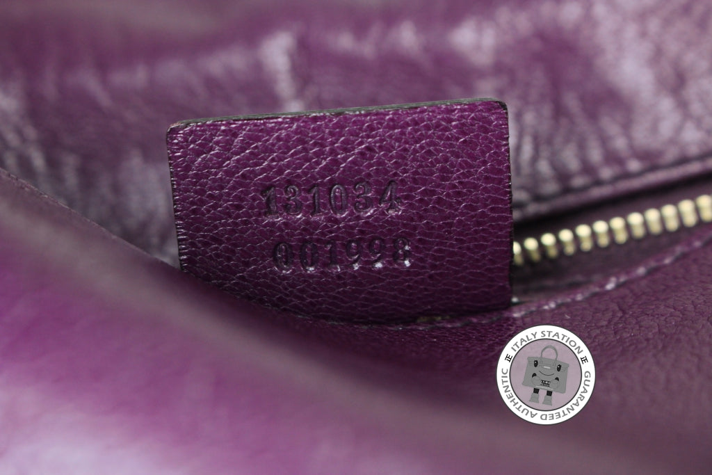 GUCCI Gucci 131034 Interlocking G Buckle Purple Leather Shoulder Bags  | Italystation.com - Shop Now at italystation.com