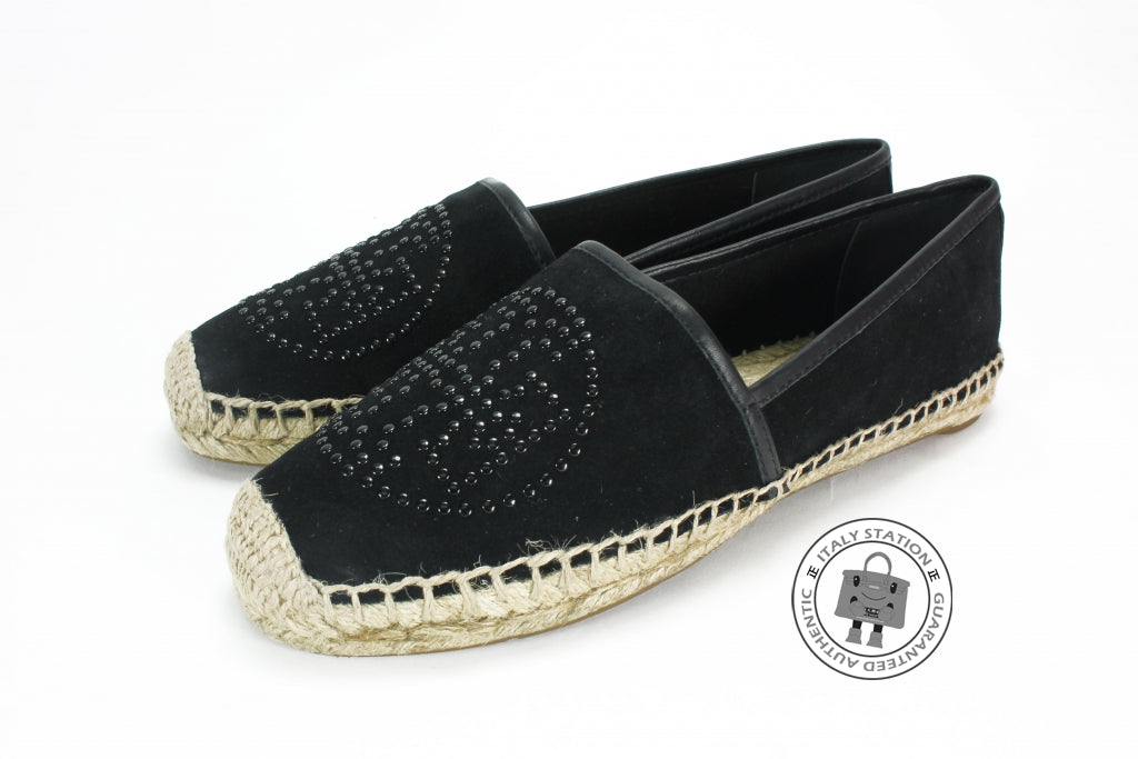 TORY BURCH Tory Burch 22158551 Kirby Suede Mini Studs Black 7.5 Shoes | Italystation.com - Shop Now at italystation.com