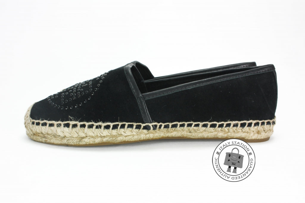 TORY BURCH Tory Burch 22158551 Kirby Suede Mini Studs Black 7.5 Shoes | Italystation.com - Shop Now at italystation.com