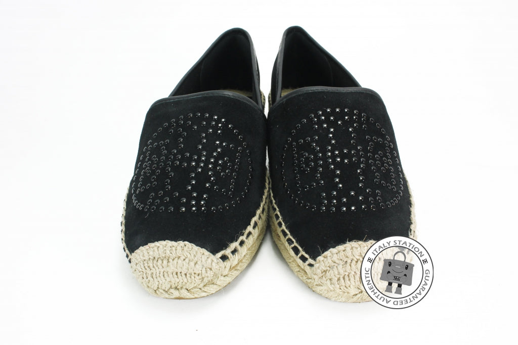 TORY BURCH Tory Burch 22158551 Kirby Suede Mini Studs Black 7.5 Shoes | Italystation.com - Shop Now at italystation.com