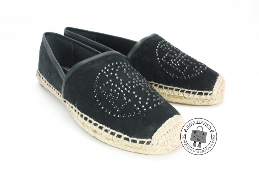TORY BURCH Tory Burch 22158551 Kirby Suede Mini Studs Black 7.5 Shoes | Italystation.com - Shop Now at italystation.com