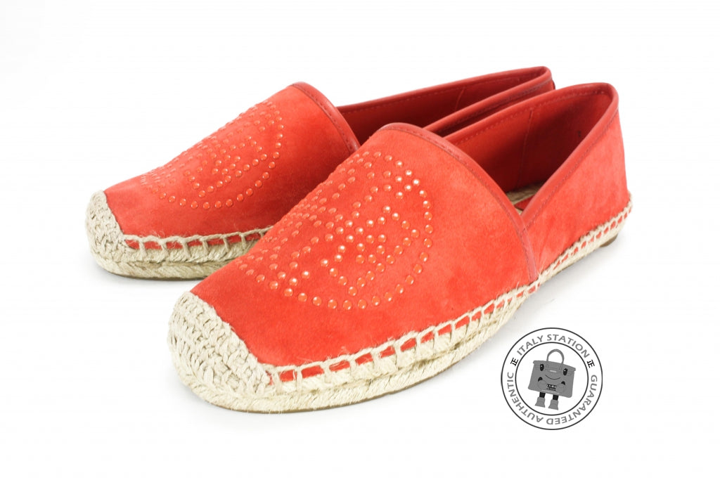 TORY BURCH Tory Burch 22158551 Kirby Suede Mini Studs Orange 7.5 Shoes | Italystation.com - Shop Now at italystation.com