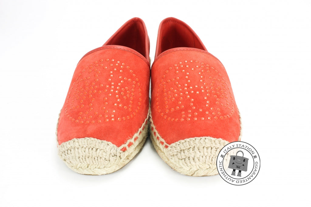 TORY BURCH Tory Burch 22158551 Kirby Suede Mini Studs Orange 7.5 Shoes | Italystation.com - Shop Now at italystation.com