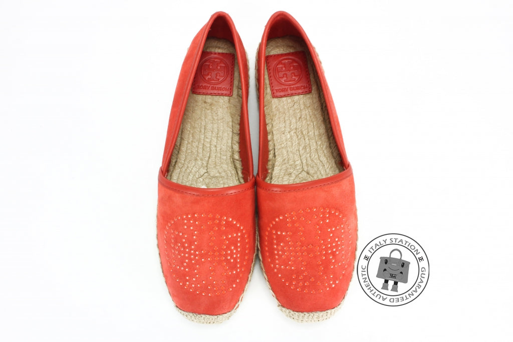 TORY BURCH Tory Burch 22158551 Kirby Suede Mini Studs Orange 7.5 Shoes | Italystation.com - Shop Now at italystation.com