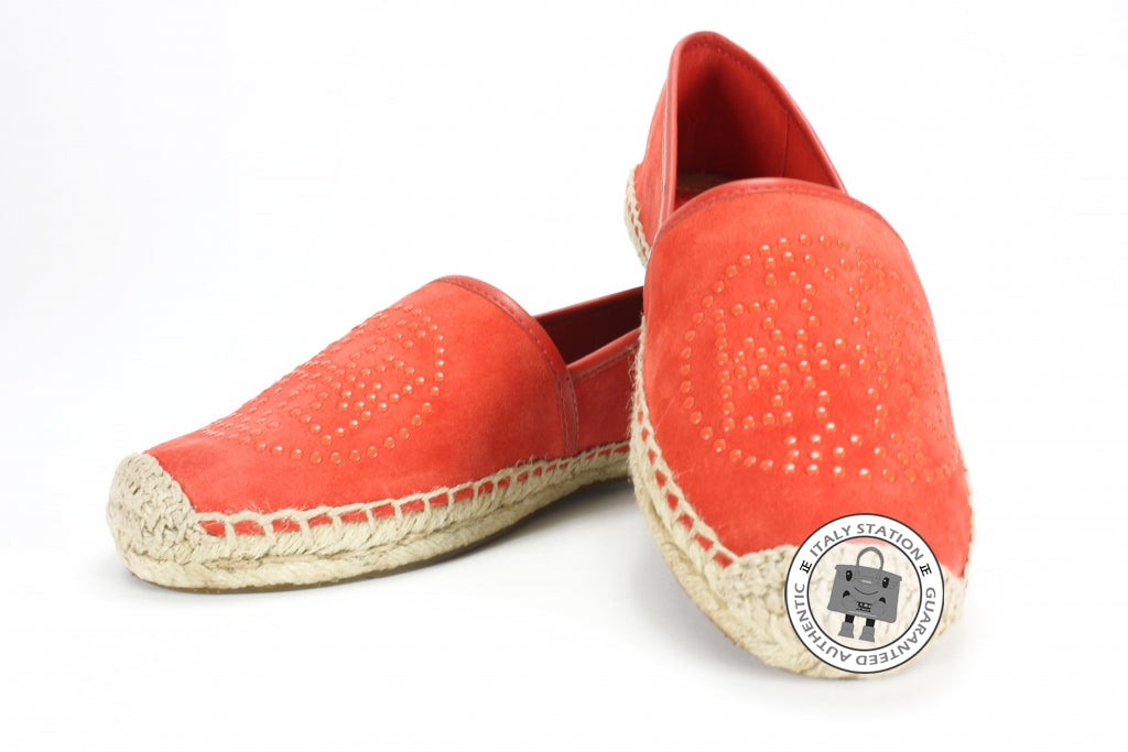 TORY BURCH Tory Burch 22158551 Kirby Suede Mini Studs Orange 7.5 Shoes | Italystation.com - Shop Now at italystation.com
