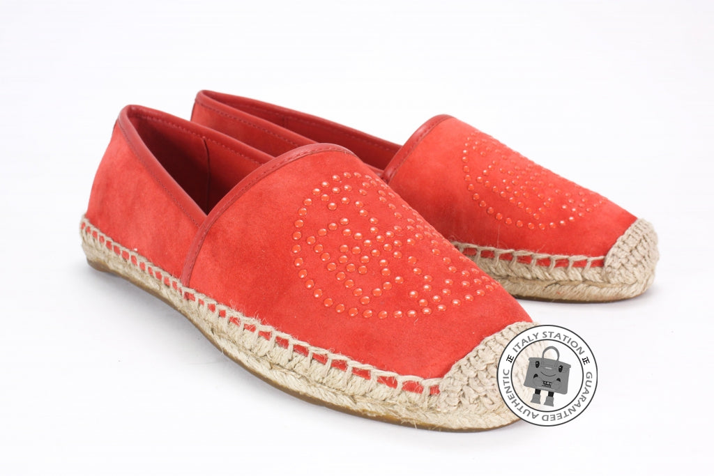 TORY BURCH Tory Burch 22158551 Kirby Suede Mini Studs Orange 7.5 Shoes | Italystation.com - Shop Now at italystation.com