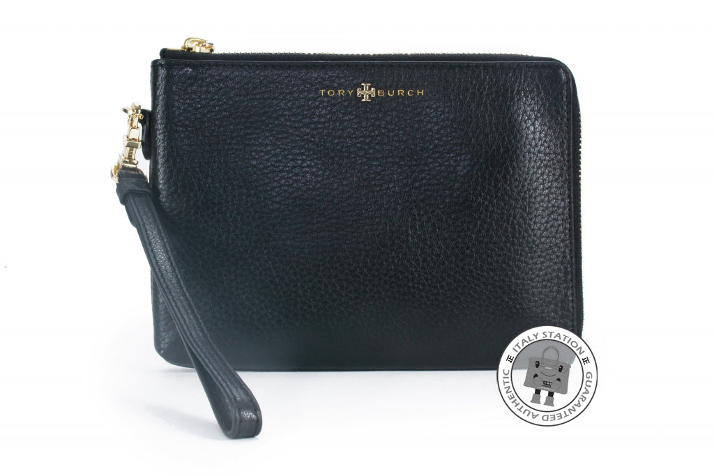 TORY BURCH Tory Burch 22159116 Brody Large Wristlet Black Calfskin Pou | Italystation.com - Shop Now at italystation.com
