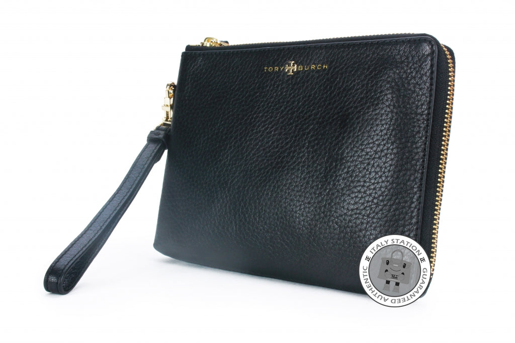 TORY BURCH Tory Burch 22159116 Brody Large Wristlet Black Calfskin Pou | Italystation.com - Shop Now at italystation.com