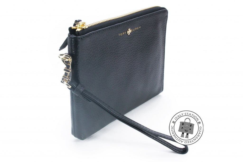 TORY BURCH Tory Burch 22159116 Brody Large Wristlet Black Calfskin Pou | Italystation.com - Shop Now at italystation.com