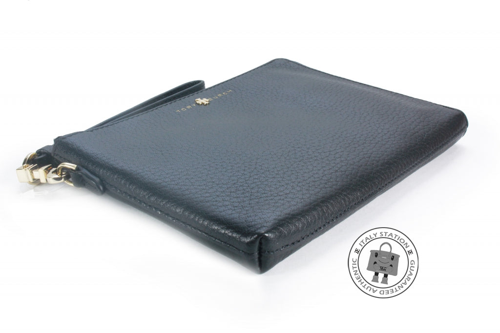 TORY BURCH Tory Burch 22159116 Brody Large Wristlet Black Calfskin Pou | Italystation.com - Shop Now at italystation.com