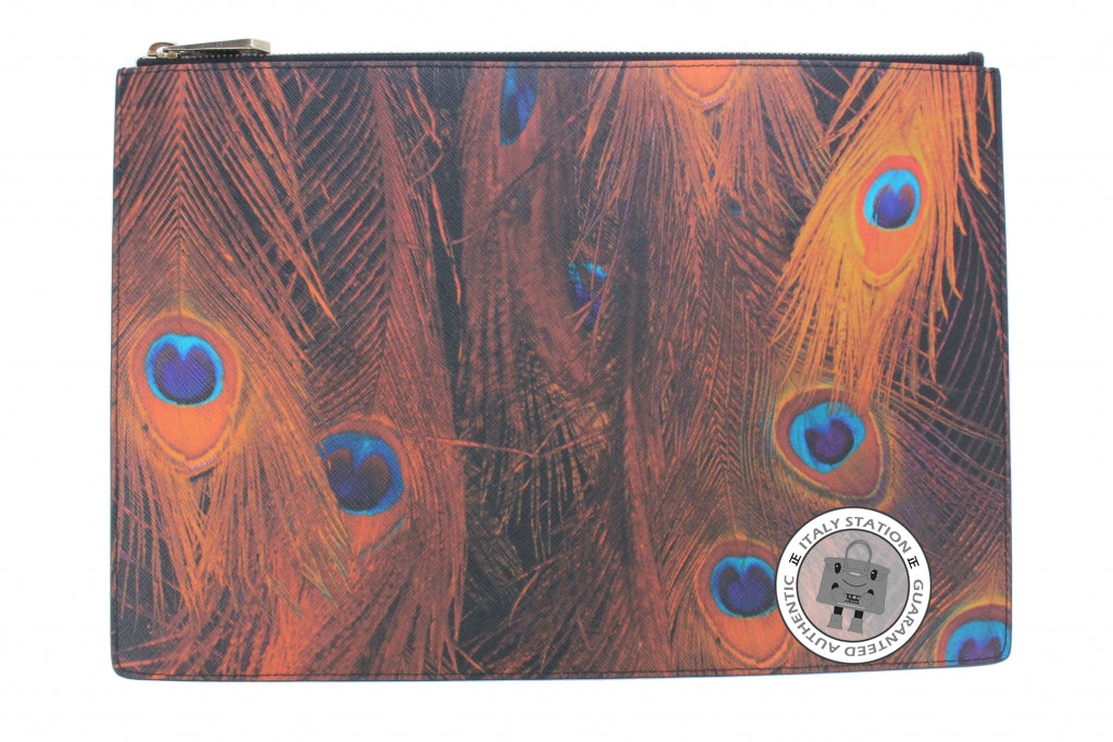 GIVENCHY Givenchy BC06346388 Peacock Feathers Printed Coated Pouch Bro | Italystation.com - Shop Now at italystation.com