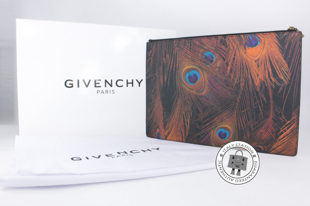 GIVENCHY Givenchy BC06346388 Peacock Feathers Printed Coated Pouch Bro | Italystation.com - Shop Now at italystation.com