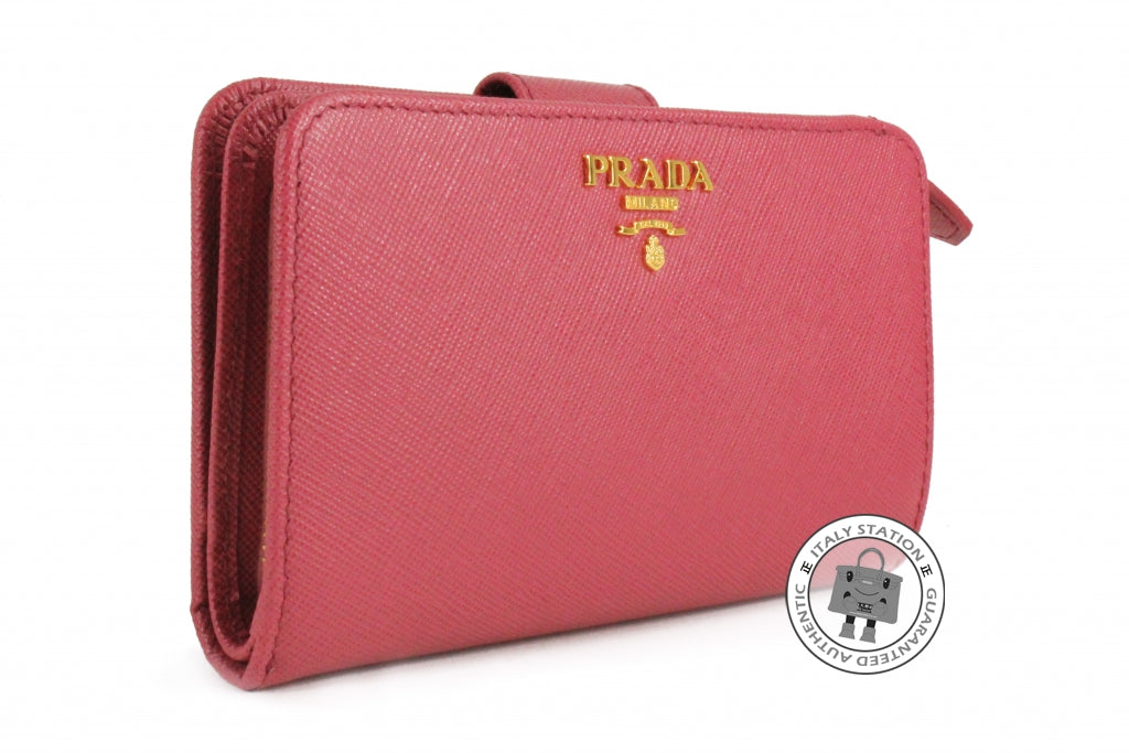 PRADA Prada 1M1225 Uzf Saffiano Metal Portafoglio Lampo Bruyere / F0BQ | Italystation.com - Shop Now at italystation.com
