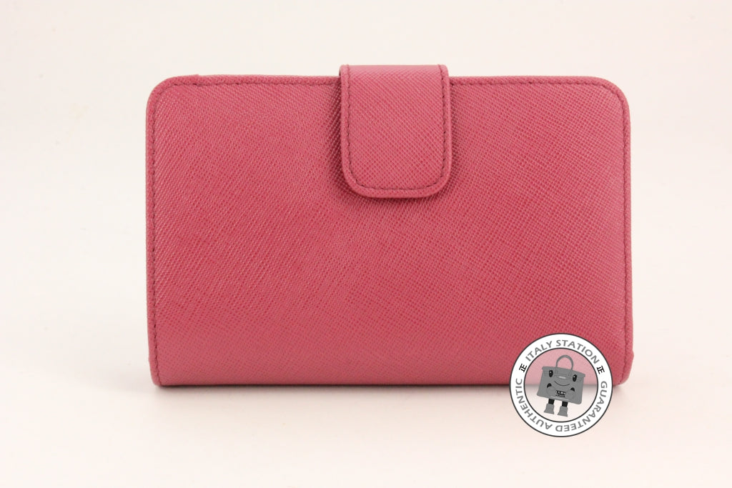 PRADA Prada 1M1225 Uzf Saffiano Metal Portafoglio Lampo Bruyere / F0BQ | Italystation.com - Shop Now at italystation.com