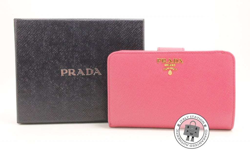PRADA Prada 1M1225 Uzf Saffiano Metal Portafoglio Lampo Bruyere / F0BQ | Italystation.com - Shop Now at italystation.com