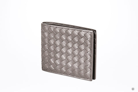 Bottega Veneta 113993 V4651 Intrecciato Steel New / 2905 Leather Short Wallet