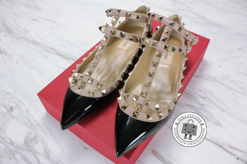 VALENTINO Valentino NW2S0376VNW Rockstud Ballerina With Strap N91 / Ne | Italystation.com - Shop Now at italystation.com