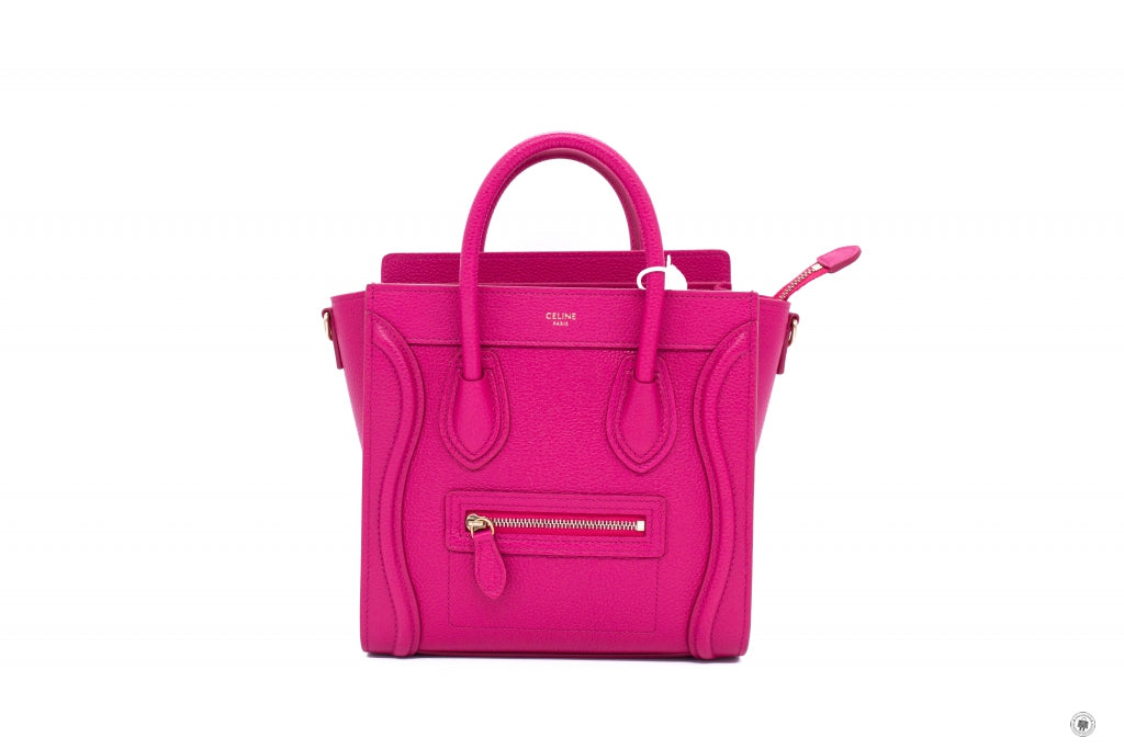 CELINE Celine 18924 3DRU Nano Luggage Pink Calfskin Nano Shoulder Bags | Italystation.com - Shop Now at italystation.com