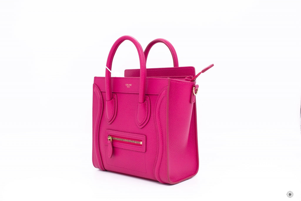 CELINE Celine 18924 3DRU Nano Luggage Pink Calfskin Nano Shoulder Bags | Italystation.com - Shop Now at italystation.com