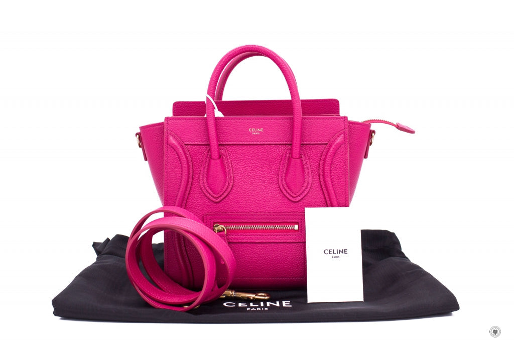CELINE Celine 18924 3DRU Nano Luggage Pink Calfskin Nano Shoulder Bags | Italystation.com - Shop Now at italystation.com