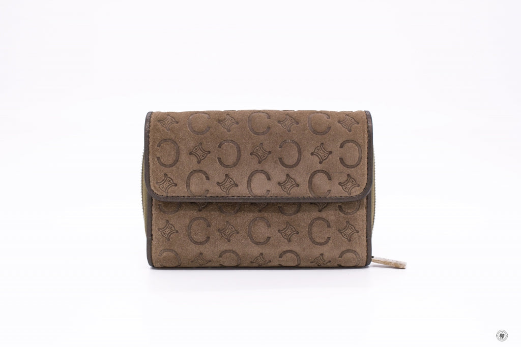 CELINE Celine Suede With Embossed Logo With Metallic Leather  Khaki Sh | Italystation.com - Shop Now at italystation.com