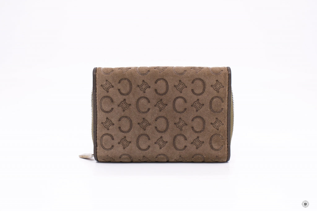 CELINE Celine Suede With Embossed Logo With Metallic Leather  Khaki Sh | Italystation.com - Shop Now at italystation.com