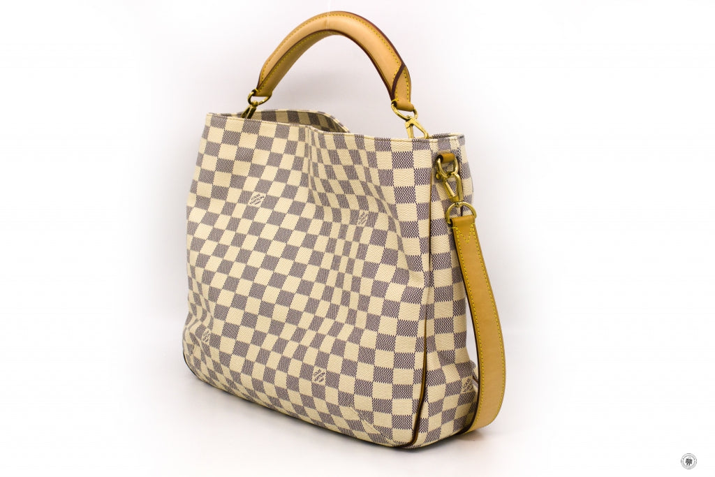 LOUIS VUITTON Louis Vuitton N41216 Damier Azur Soffi White Canvas Shou | Italystation.com - Shop Now at italystation.com