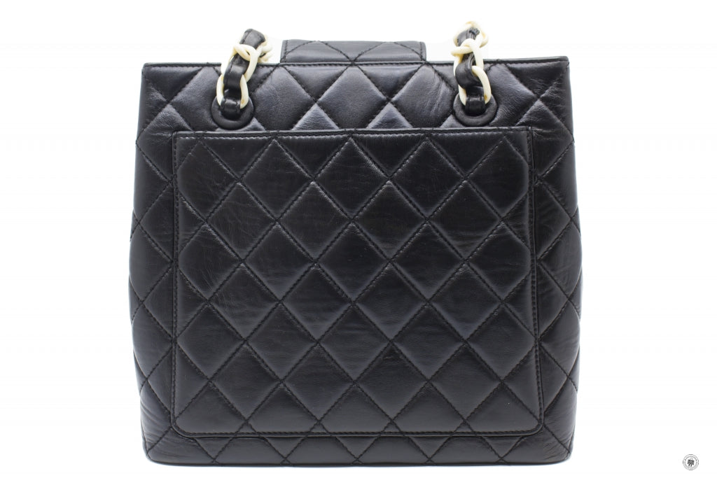 CHANEL Chanel Vintage With Resin Woven Chain And Lock Black Lambskin T | Italystation.com - Shop Now at italystation.com