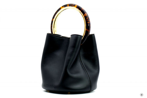 Marni SCMPU09N01LV58900 Pannier Handle IN Gold-tone Metal And Tortoise Black Shoulder Bags