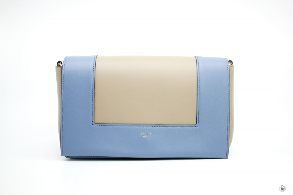 CELINE Celine Frame Blue/taupe Lambskin Medium Shoulder Bags | Italystation.com - Shop Now at italystation.com