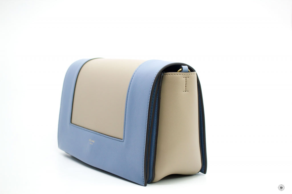 CELINE Celine Frame Blue/taupe Lambskin Medium Shoulder Bags | Italystation.com - Shop Now at italystation.com
