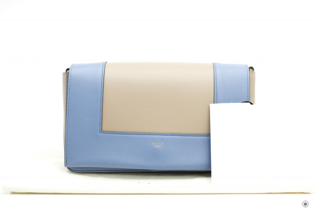 CELINE Celine Frame Blue/taupe Lambskin Medium Shoulder Bags | Italystation.com - Shop Now at italystation.com