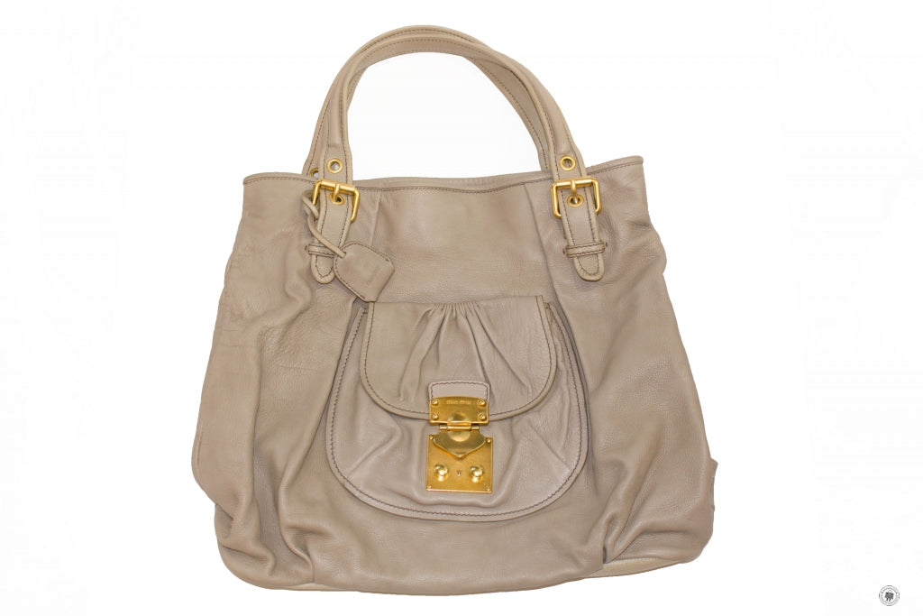 MIU MIU Miu Miu RR1369 X72 F0024 Shopping  Alluminio Calfskin Tote Bag | Italystation.com - Shop Now at italystation.com