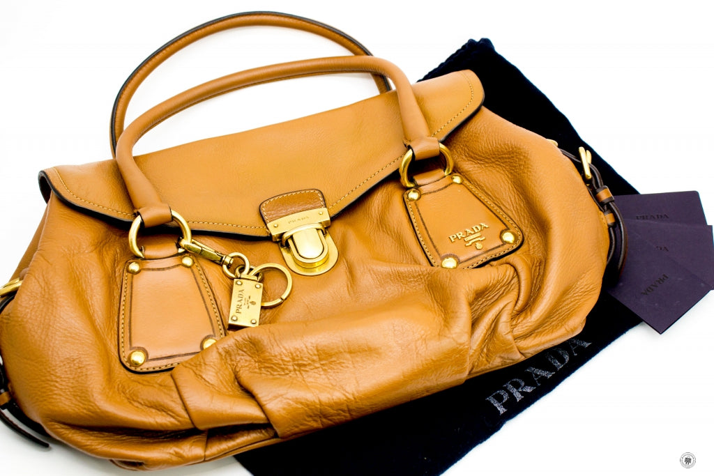 PRADA Prada BR4272 Uxk F0G2D00 Shopping Pattina Nocciolo Calfskin Shou | Italystation.com - Shop Now at italystation.com