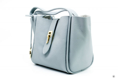 Furla Pebble Leather  Pale Blue  Small Tote Bag