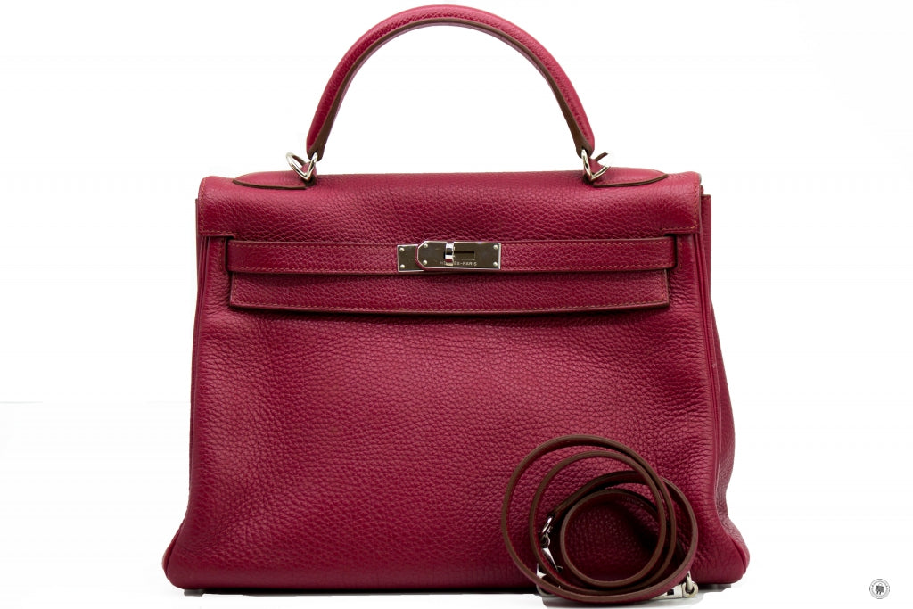 HERMES Hermes Kelly Rouge H  Taurillon Clemence 32 Shoulder Bags Phw | Italystation.com - Shop Now at italystation.com