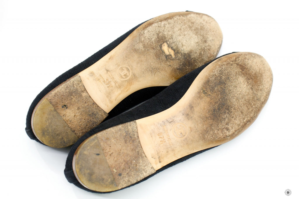 CHANEL Chanel Ballerinas  Black Fabric 37.5 Flat | Italystation.com - Shop Now at italystation.com