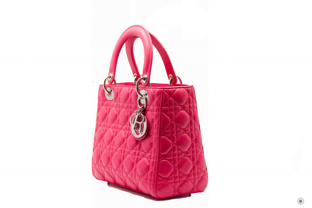 CHRISTIAN DIOR Christian Dior Lady Dior  Pink Lambskin Medium Tote Bag | Italystation.com - Shop Now at italystation.com