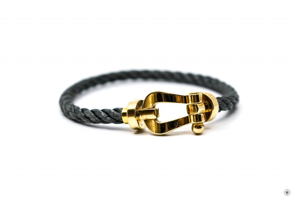 FRED Fred Large Model 750/1000 Yellow Gold  Grey 19.5 Bracelet | Italystation.com - Shop Now at italystation.com