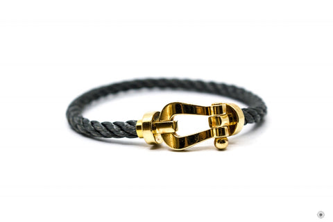FRED Fred Large Model 750/1000 Yellow Gold  Grey 19.5 Bracelet | Italystation.com - Shop Now at italystation.com