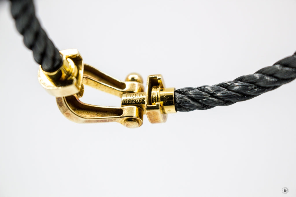 FRED Fred Large Model 750/1000 Yellow Gold  Grey 19.5 Bracelet | Italystation.com - Shop Now at italystation.com
