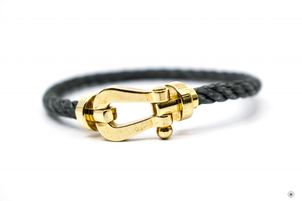 FRED Fred Large Model 750/1000 Yellow Gold  Grey 19.5 Bracelet | Italystation.com - Shop Now at italystation.com
