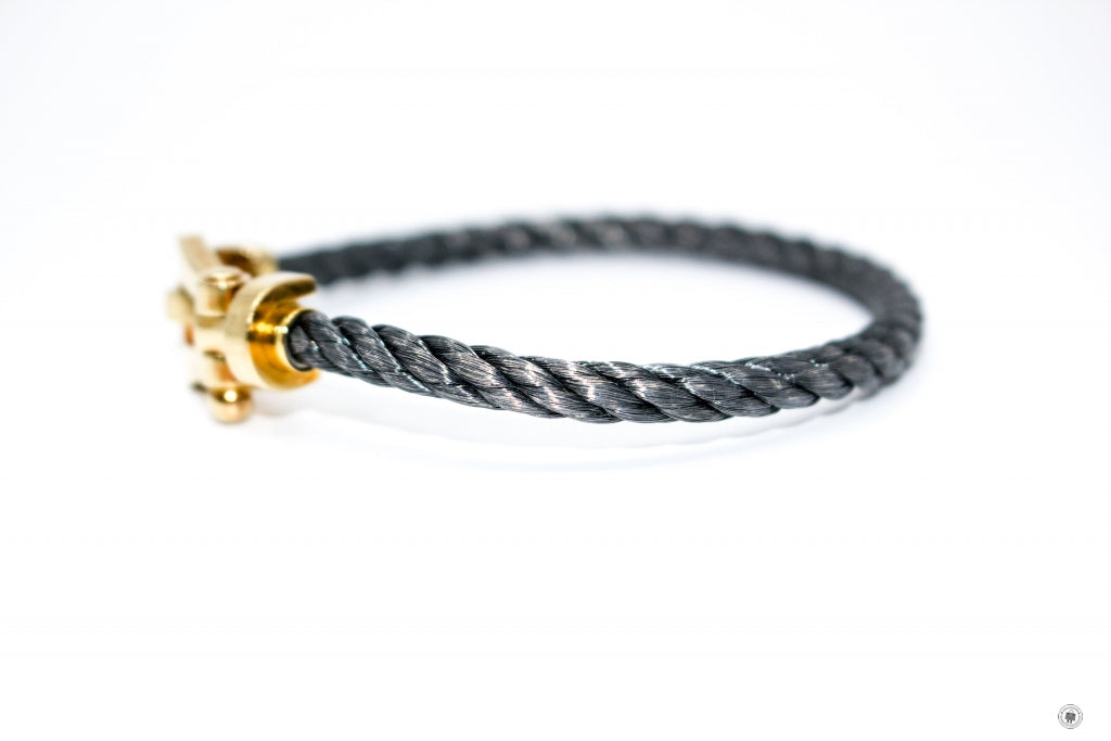 FRED Fred Large Model 750/1000 Yellow Gold  Grey 19.5 Bracelet | Italystation.com - Shop Now at italystation.com