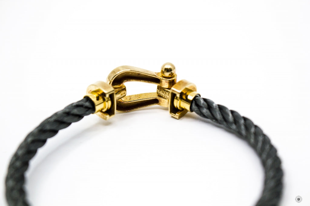 FRED Fred Large Model 750/1000 Yellow Gold  Grey 19.5 Bracelet | Italystation.com - Shop Now at italystation.com