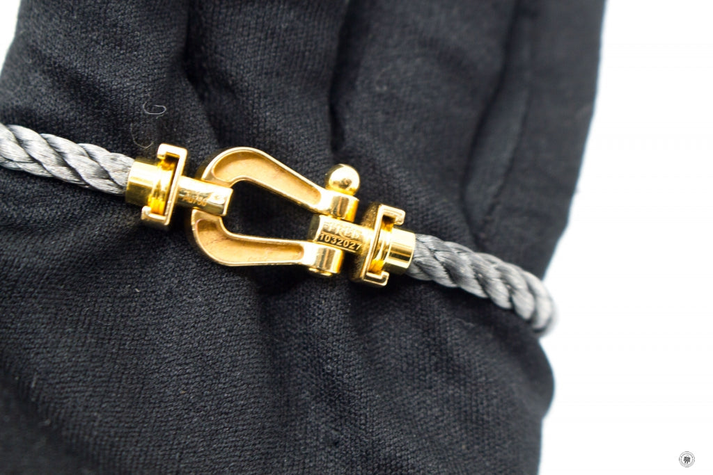 FRED Fred Large Model 750/1000 Yellow Gold  Grey 19.5 Bracelet | Italystation.com - Shop Now at italystation.com
