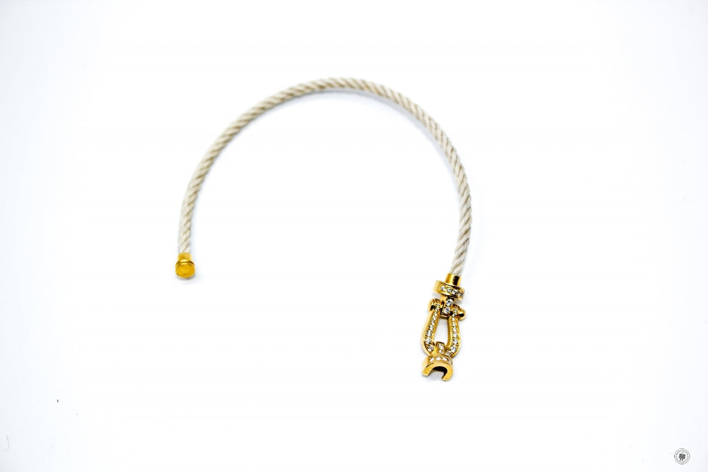 FRED Fred Medium Model 750/1000 Yellow Gold  Beige 16.5 Bracelet | Italystation.com - Shop Now at italystation.com