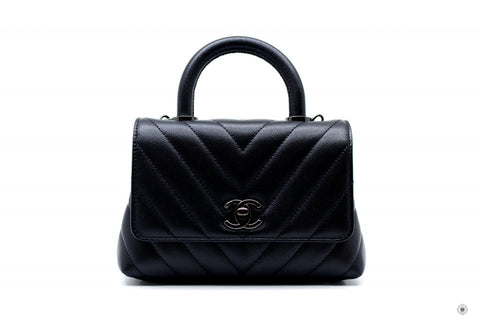 CHANEL Chanel AS2215B06818 Mini Chevron Coco Handle  Black / 94305 Cav | Italystation.com - Shop Now at italystation.com